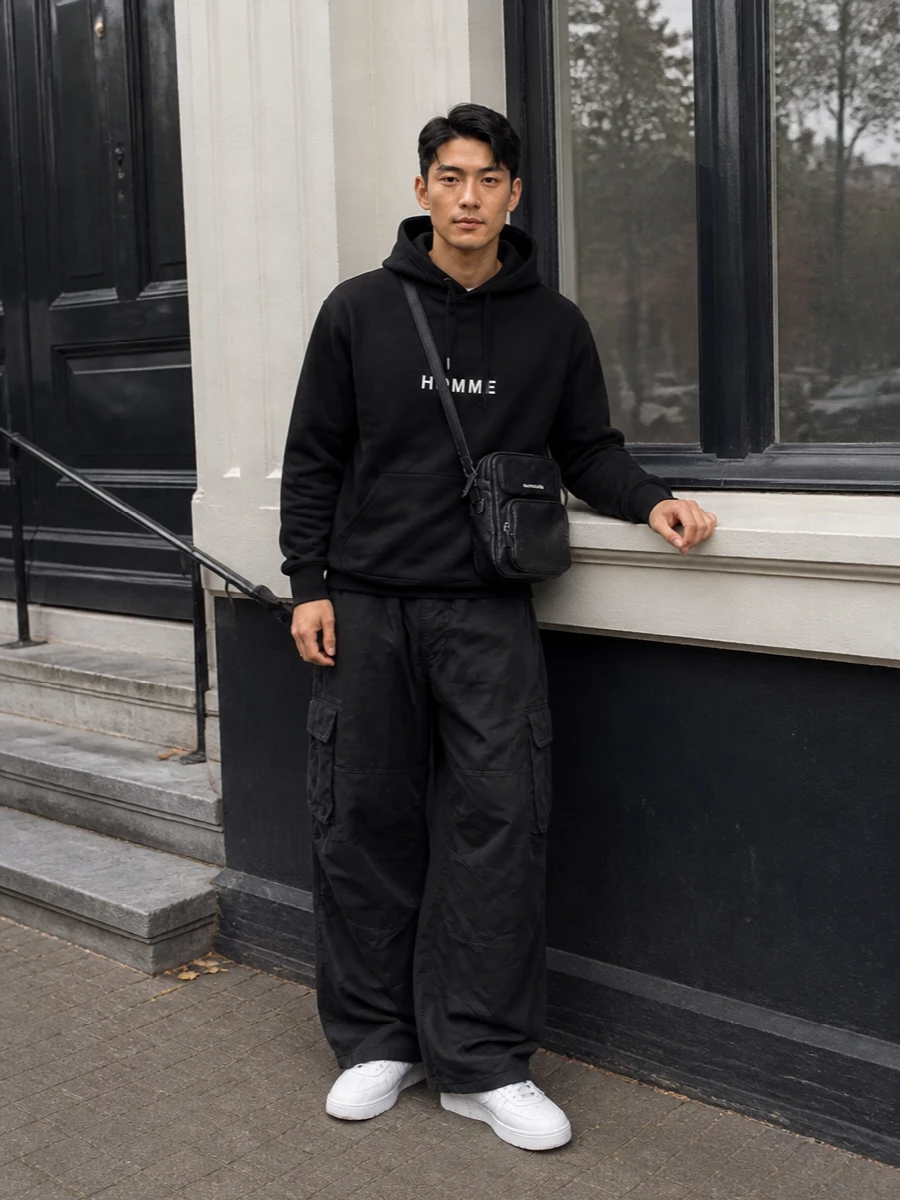 Comme des garcons hoodie wide cargo pants