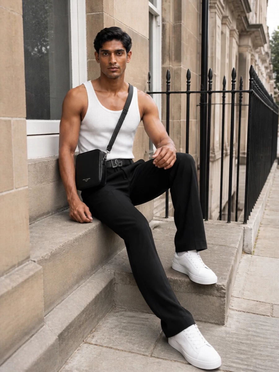 Dolce gabbana white tank black drawstring pants