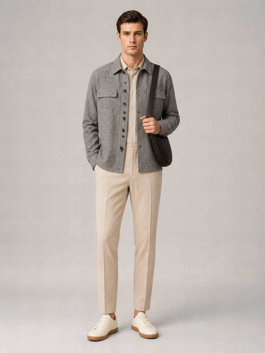 Zegna Linen Wool Silk Shirt Jacket
