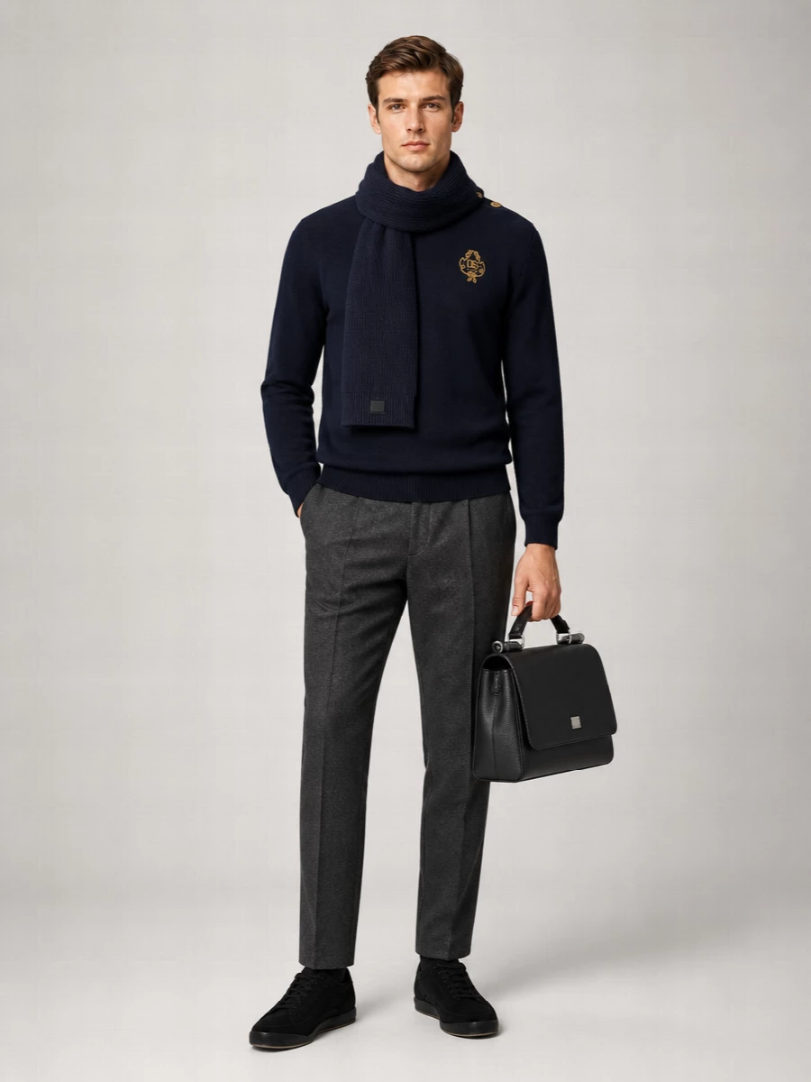 Dolce&Gabbana Virgin Wool Embroidered Crew Neck Jumper
