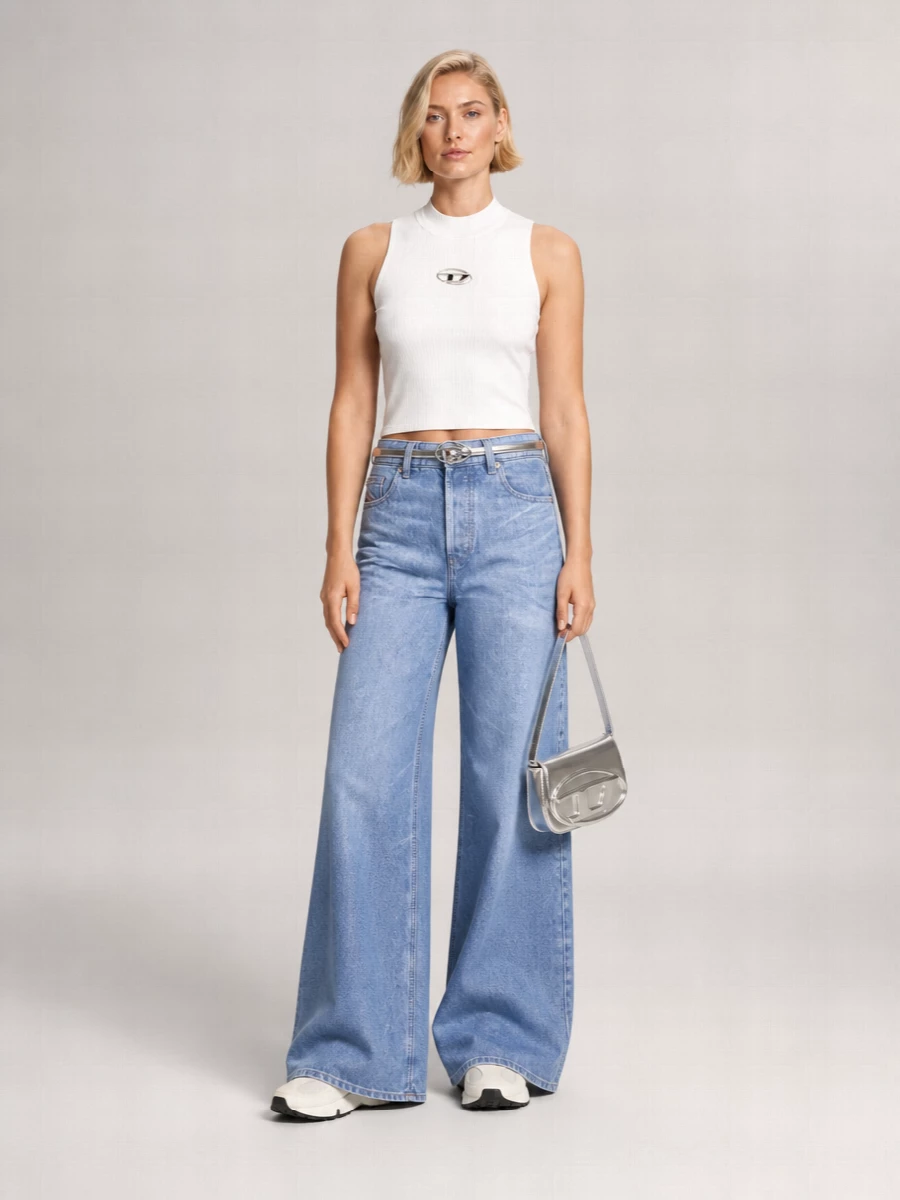 Diesel Denim Low-Rise Extra-Long Wide-Leg Jeans