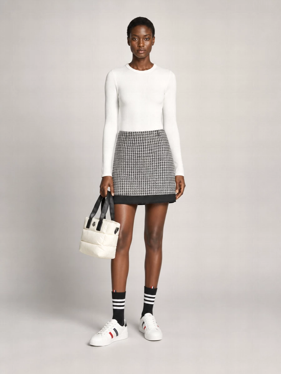Moncler Tweed Fringed A-Line Miniskirt