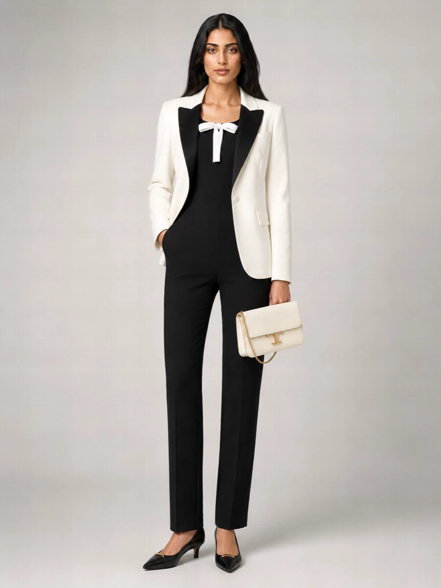 Parosh Satin Lapel Double-Breasted Jacket