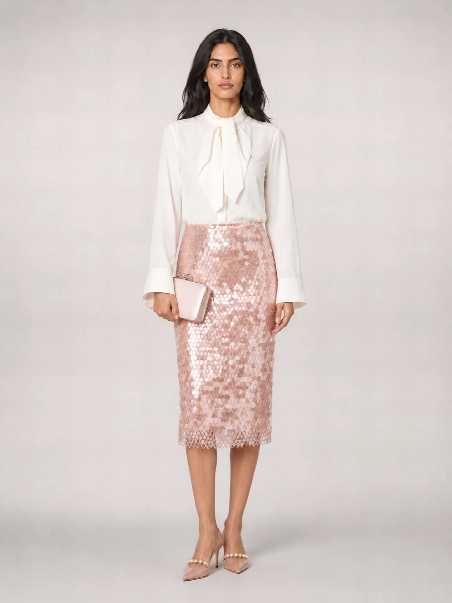 Tory Burch Sequin Maxi Fitted Skirt