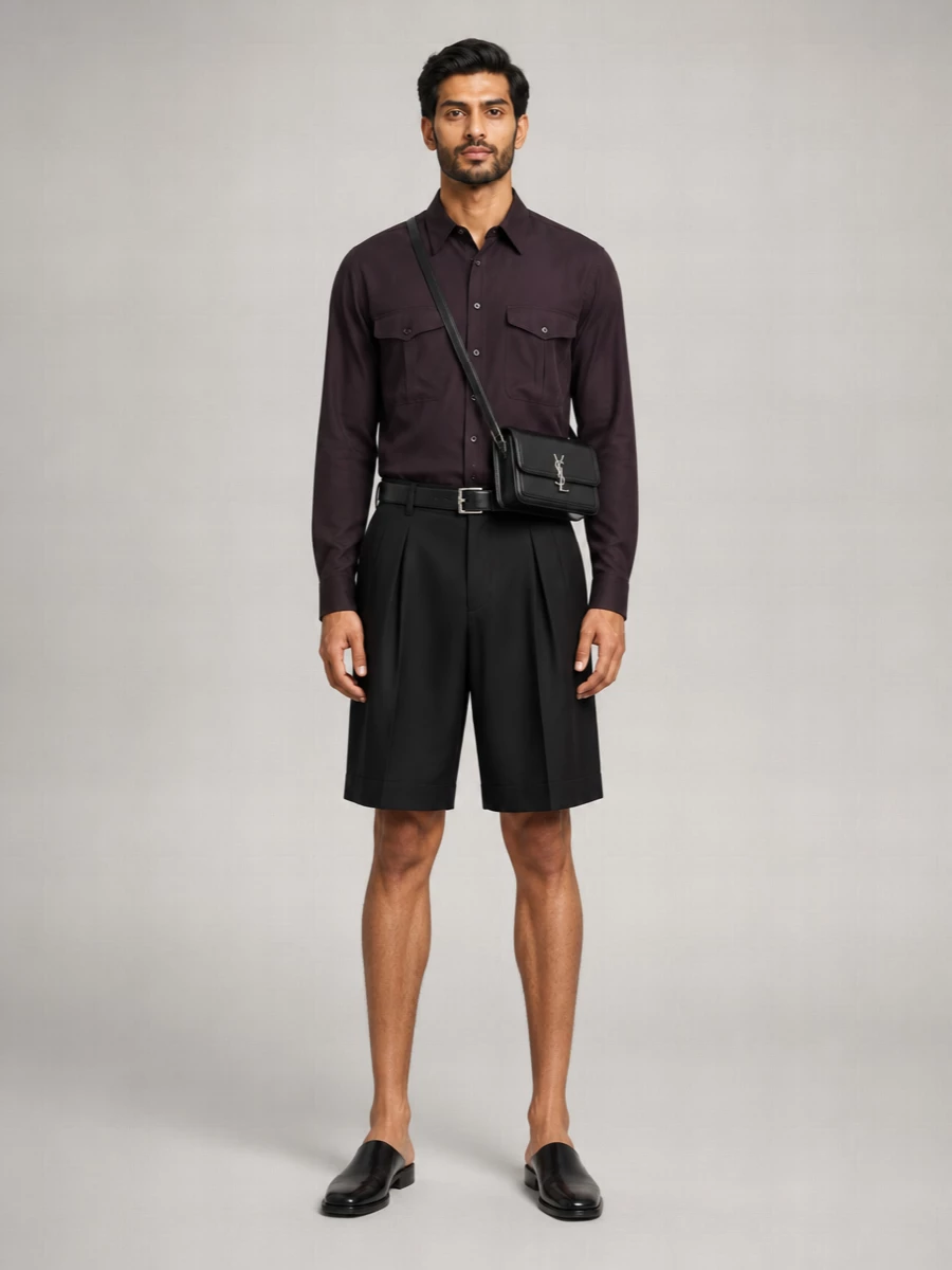 Saint Laurent Pleated Cotton Tailored Bermuda Shorts