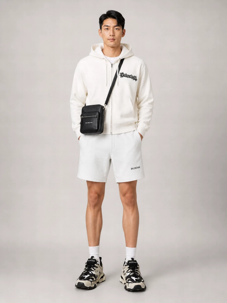 Balenciaga Printed Cotton Zip-Up Hoodie