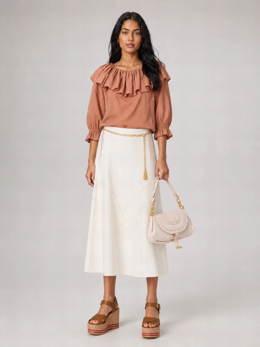 Chloé Leather Wedge Espadrille Sandals