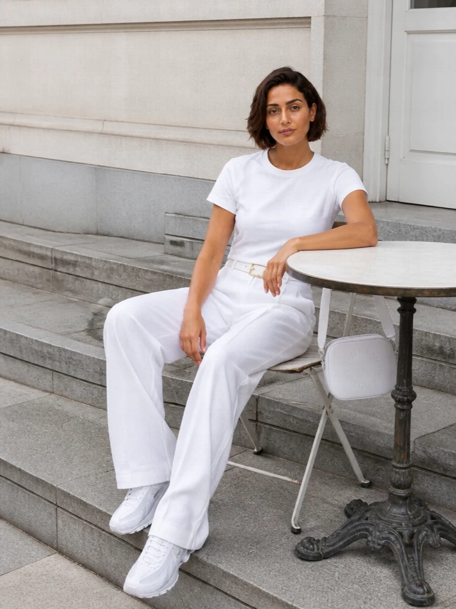 Sportmax white wide leg trousers nike sneakers