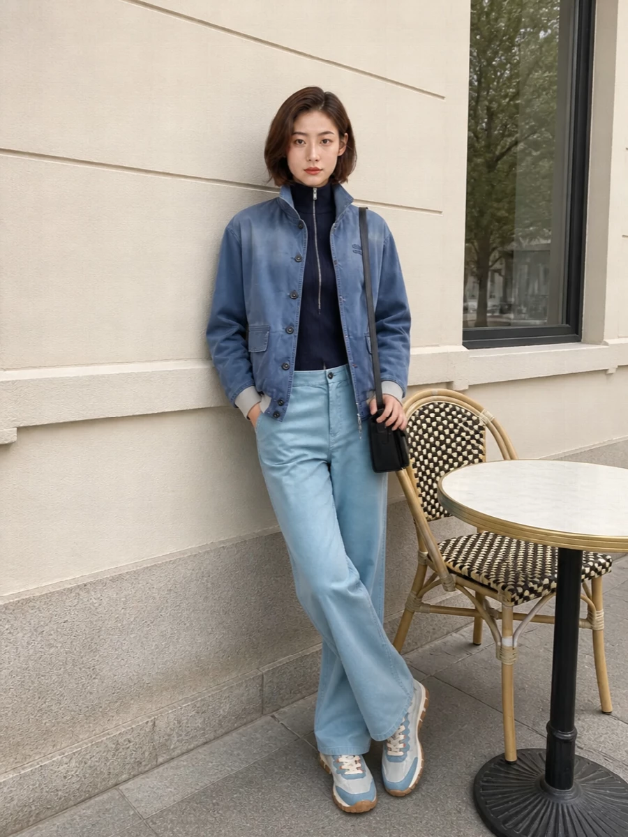 Miu miu blue bomber ribbed knit chino trousers