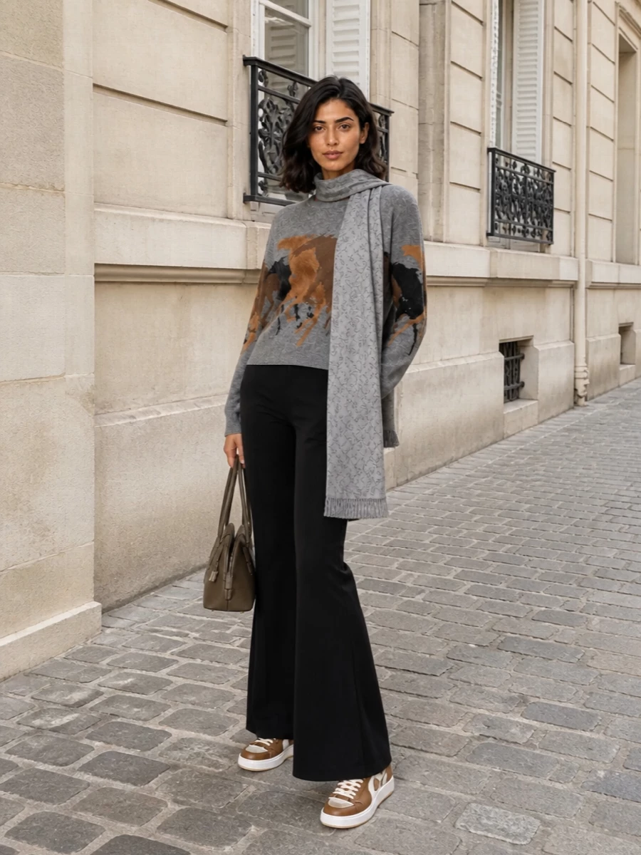 Stella mccartney horse sweater knit flares outfit