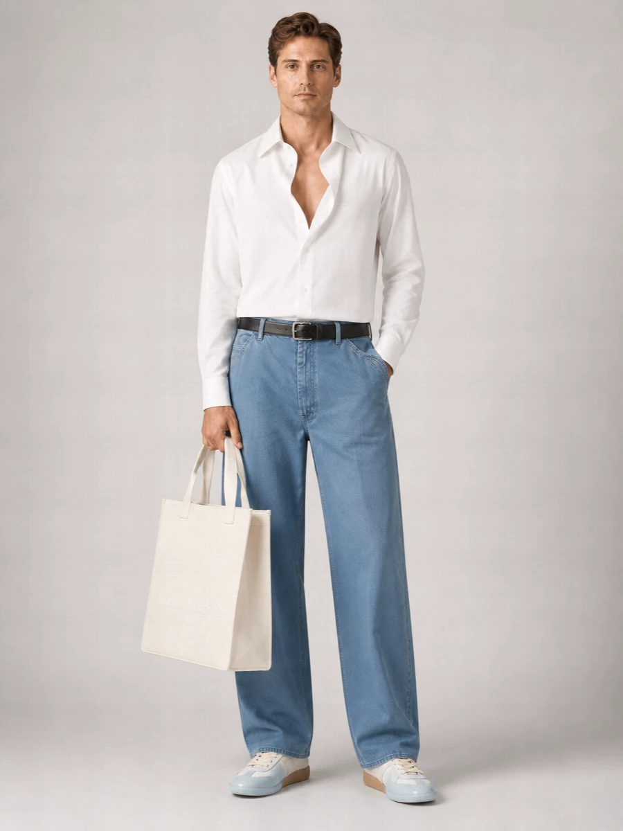 Maison Margiela Herringbone Wide-Leg Jeans