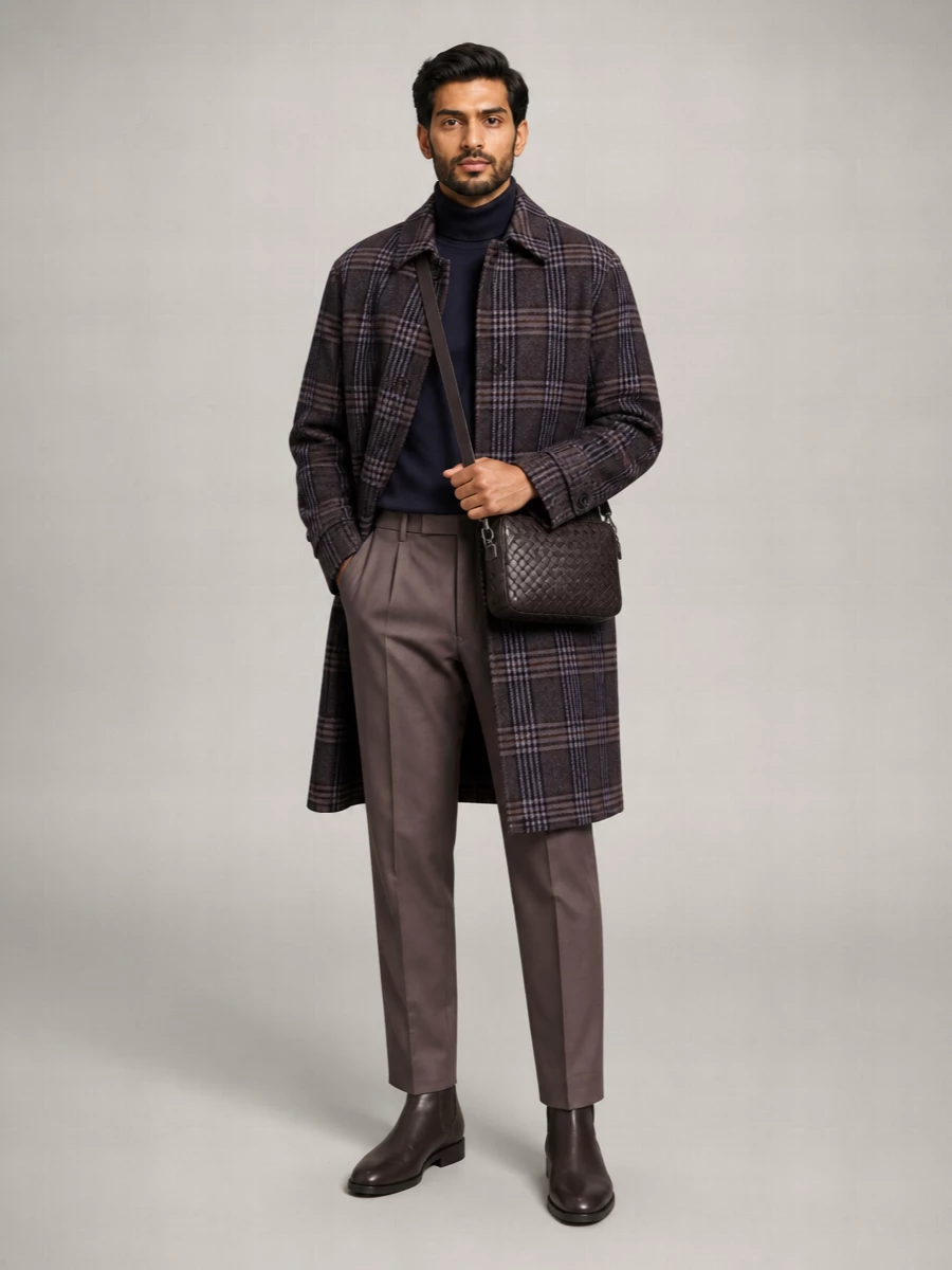 Etro Plaid Cashmere Single-Breasted Coat