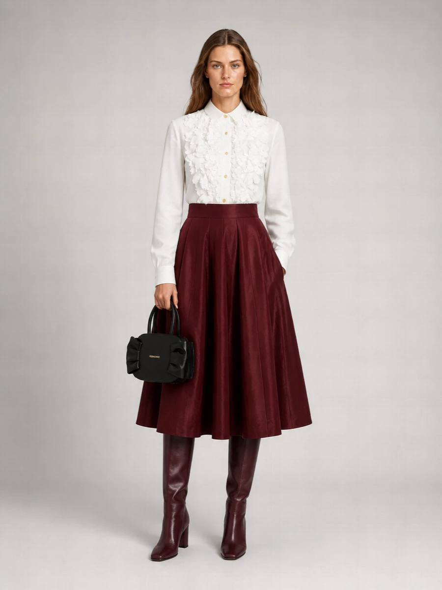 Alberta Ferretti Cotton Ruffled Long-Sleeve Shirt