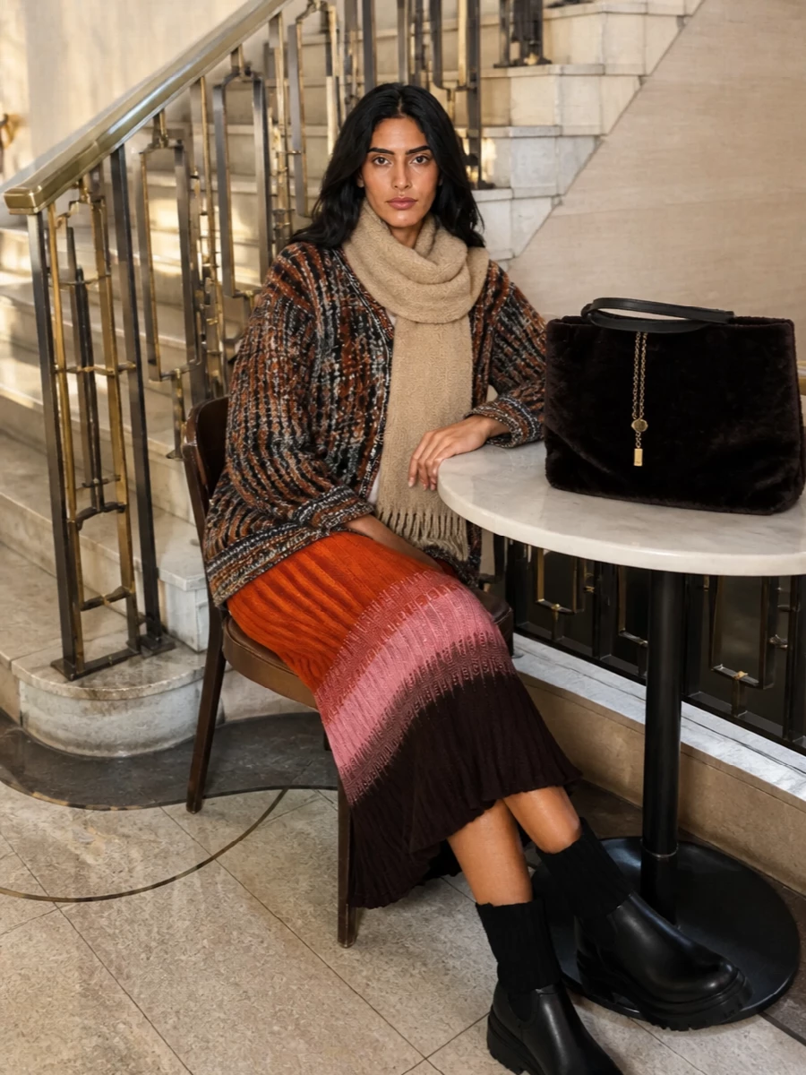 Missoni cardigan fendi knit skirt outfit