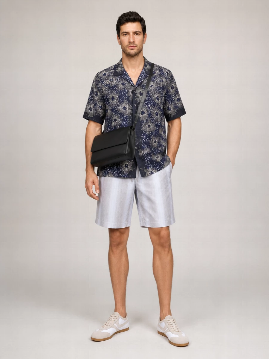 Dries Van Noten 3D Detail Short-Sleeve Camp-Collar Shirt