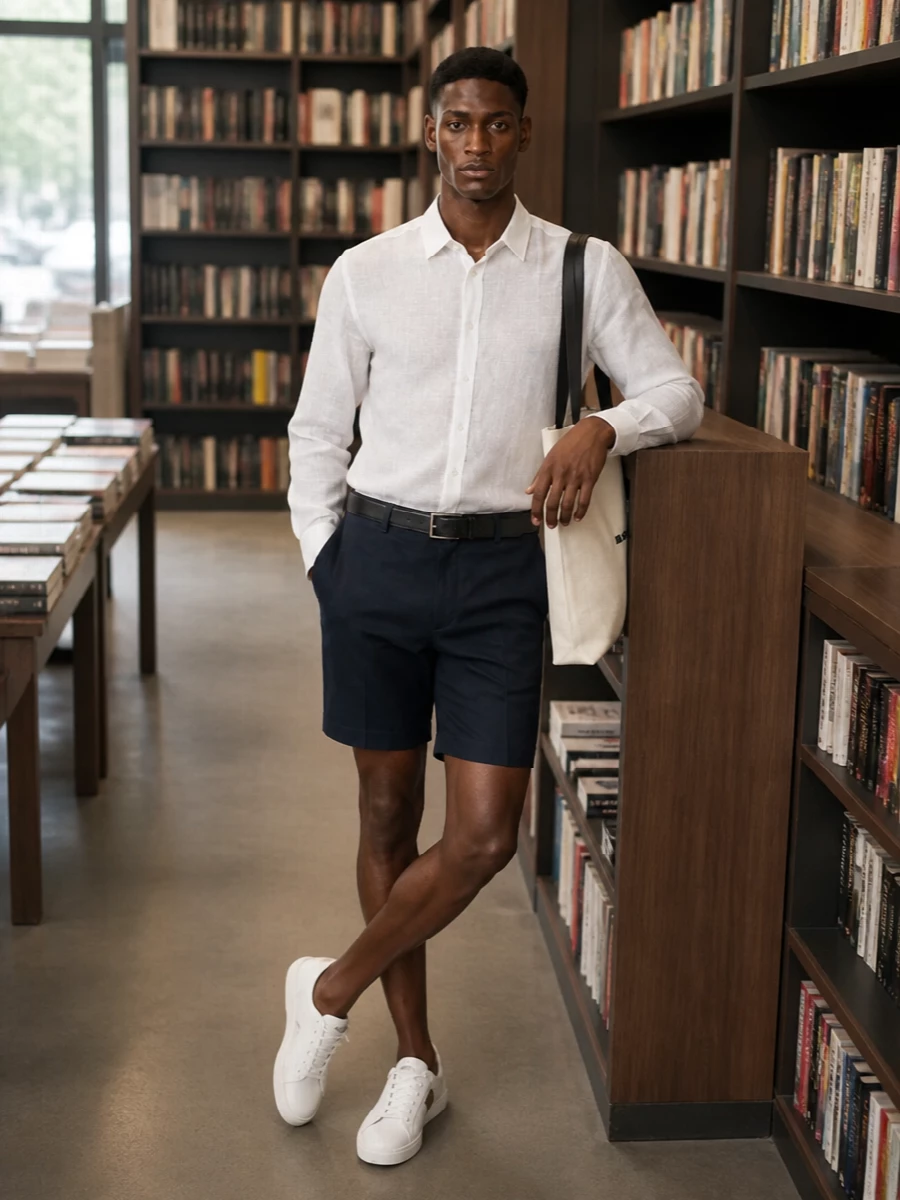 Dolce gabbana sheer shirt navy tailored shorts