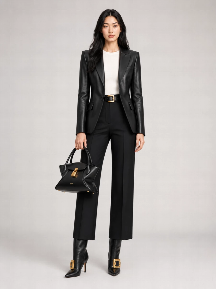 Balmain Leather Single-Breasted Blazer