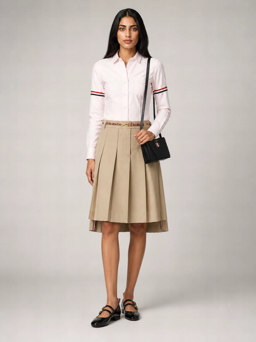 Thom Browne Cotton Pleated Bermuda Skirt