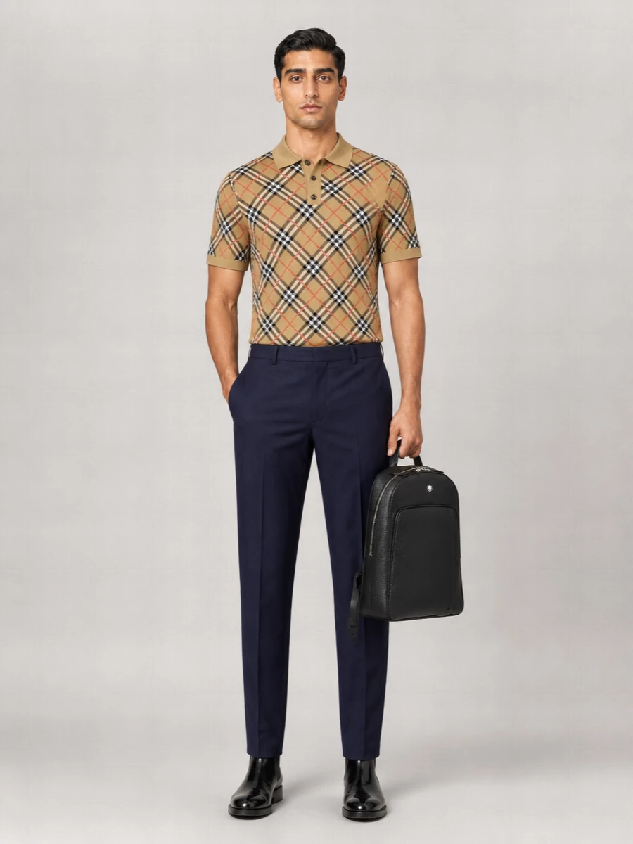 Burberry Check Cotton-Blend Polo Shirt