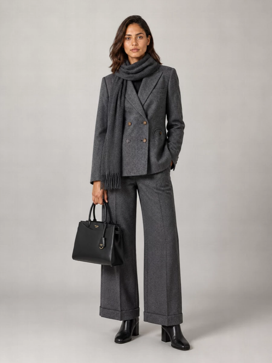 Blazé Milano Virgin Wool Herringbone Double-Breasted Blazer