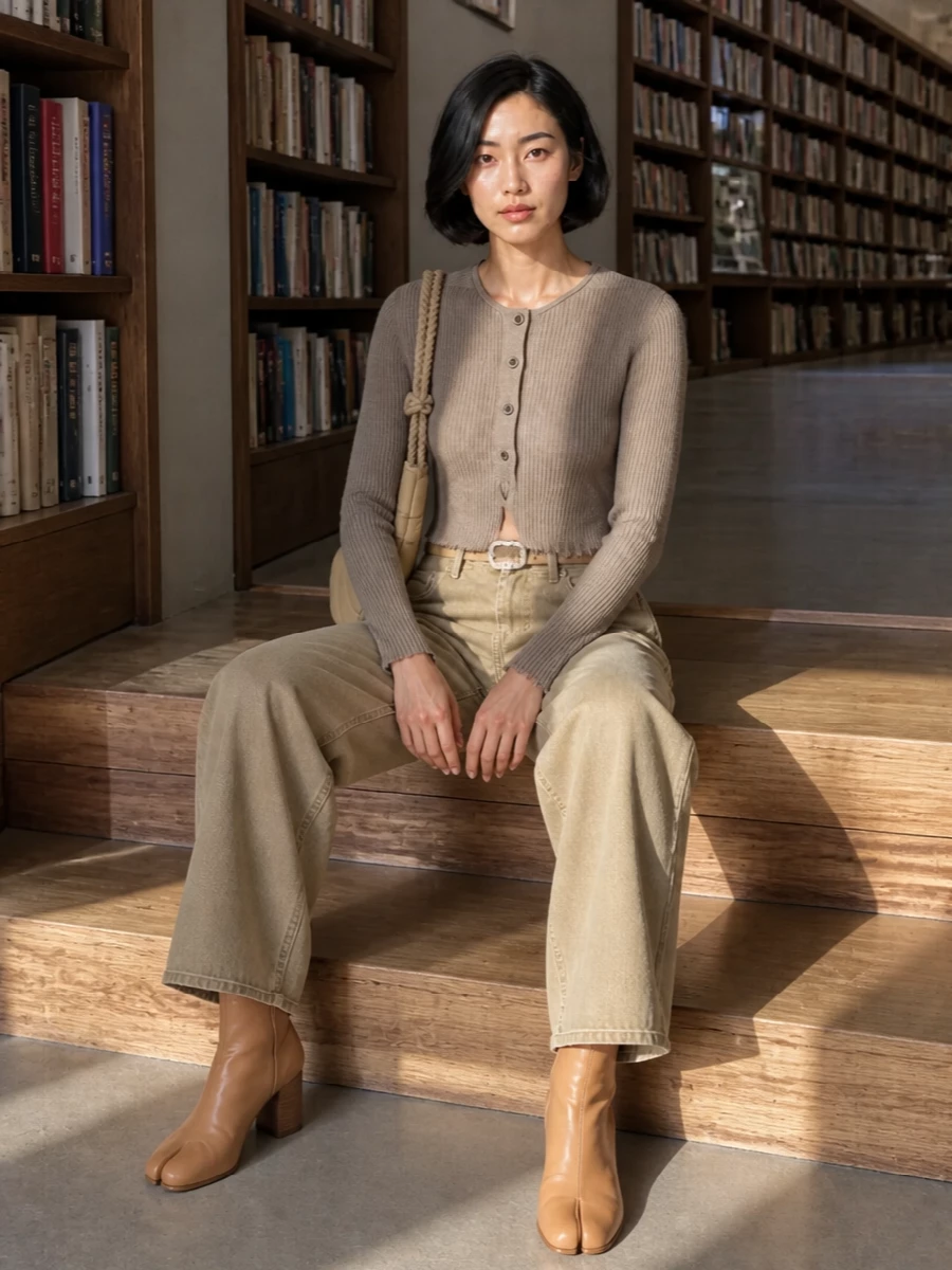 Uma wang sand jeans taupe knit margiela boots