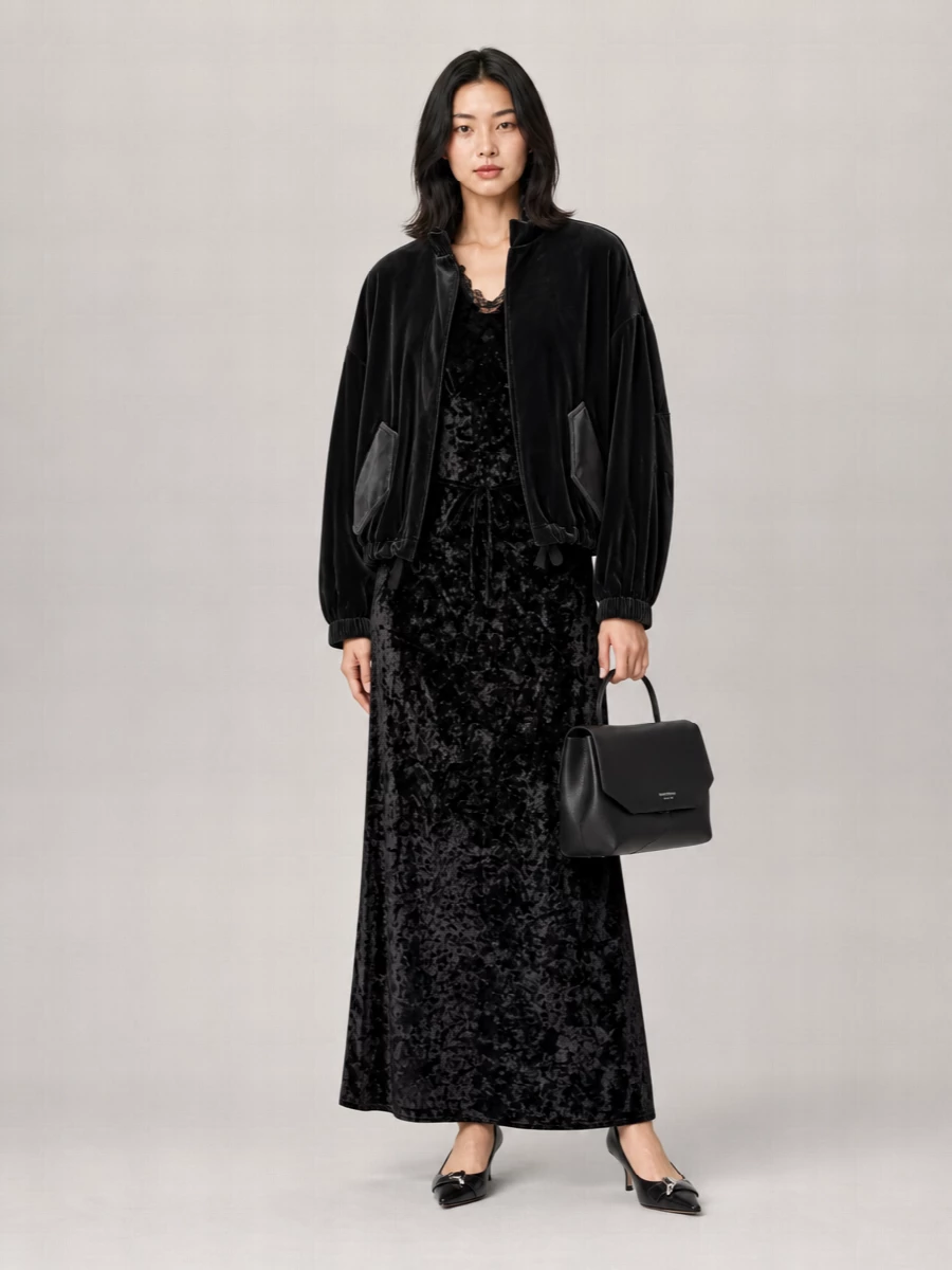 Emporio Armani Velvet-Effect Oversized Jacket
