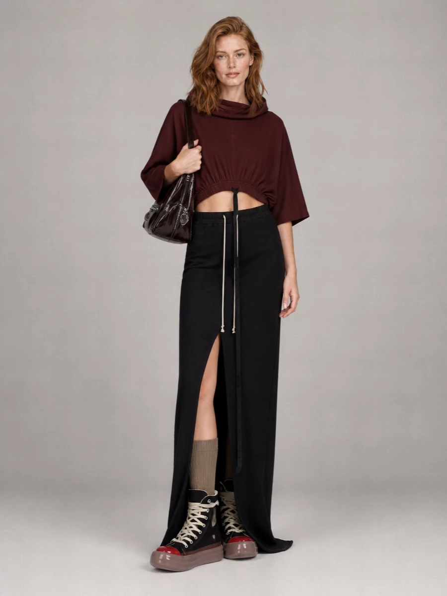 Rick Owens Drkshdw Cotton Cropped Hooded Tunic