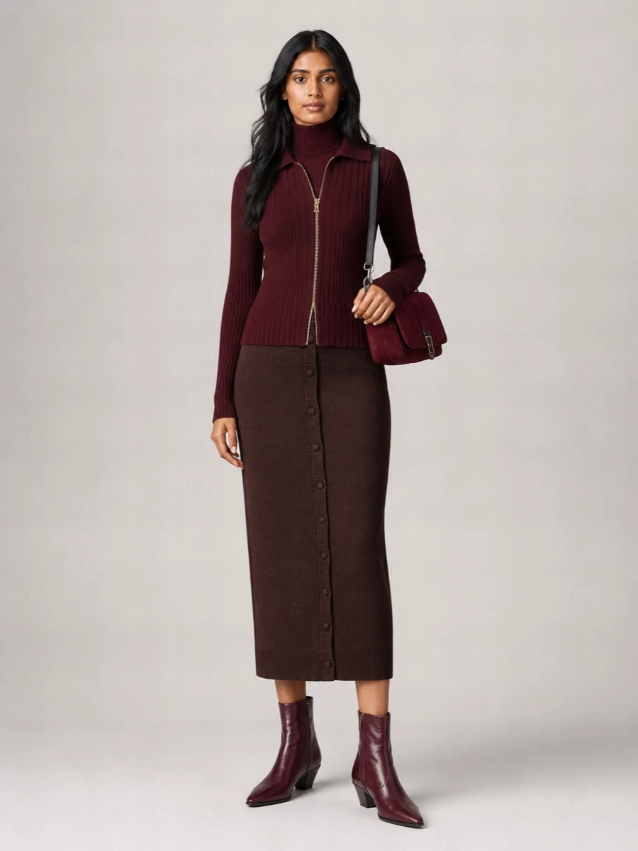 Victoria Beckham Cashmere Ribbed-Knit Zip-Up Jacket