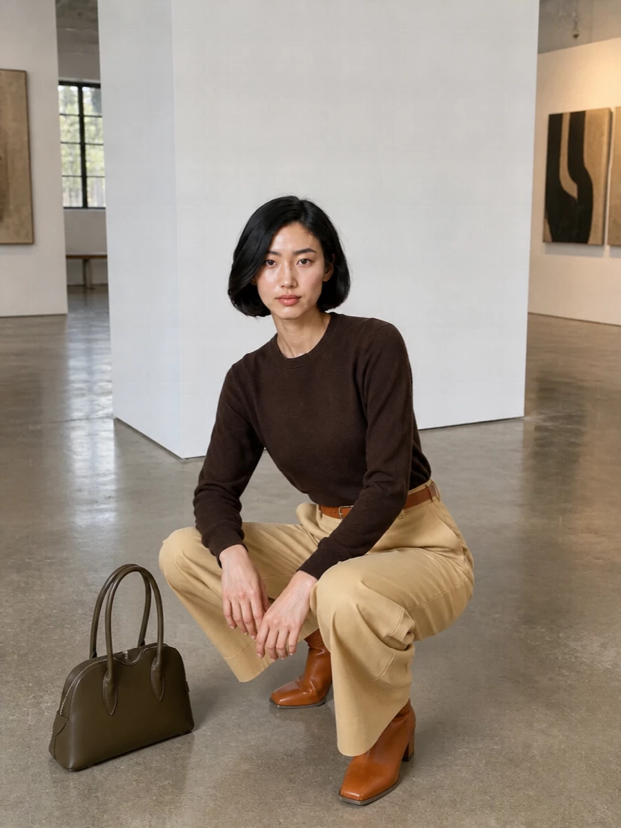 Stella mccartney sand cargo trousers brown knit