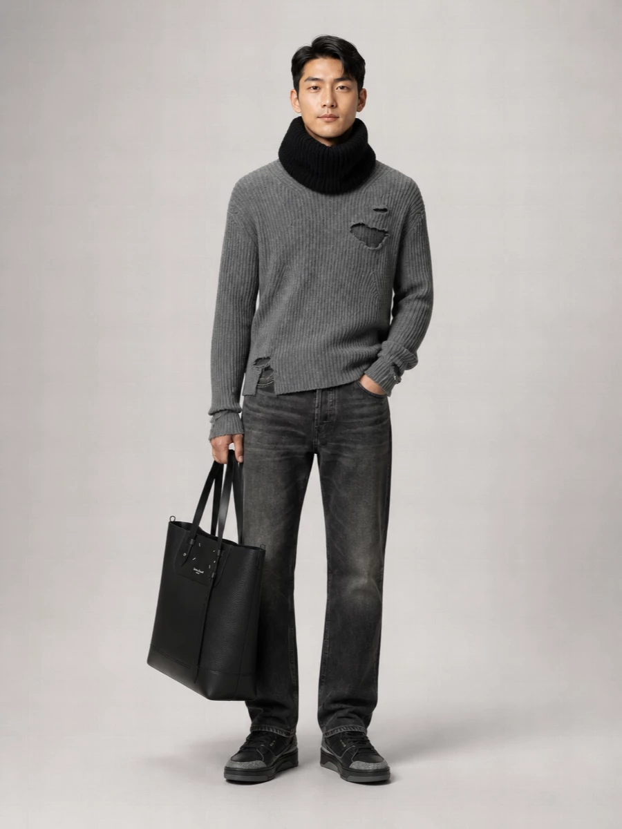 Haikure Wool Distressed Ribbed Sweater