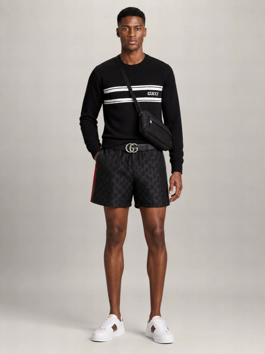 GUCCIスパッツＭ Gucci Swim short jacquard elastic waistband | The Fashion Square