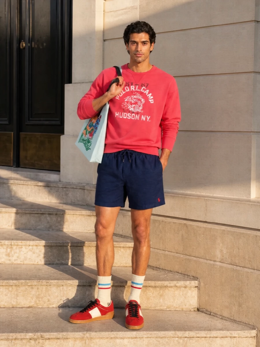 Polo ralph lauren camp sweatshirt navy shorts