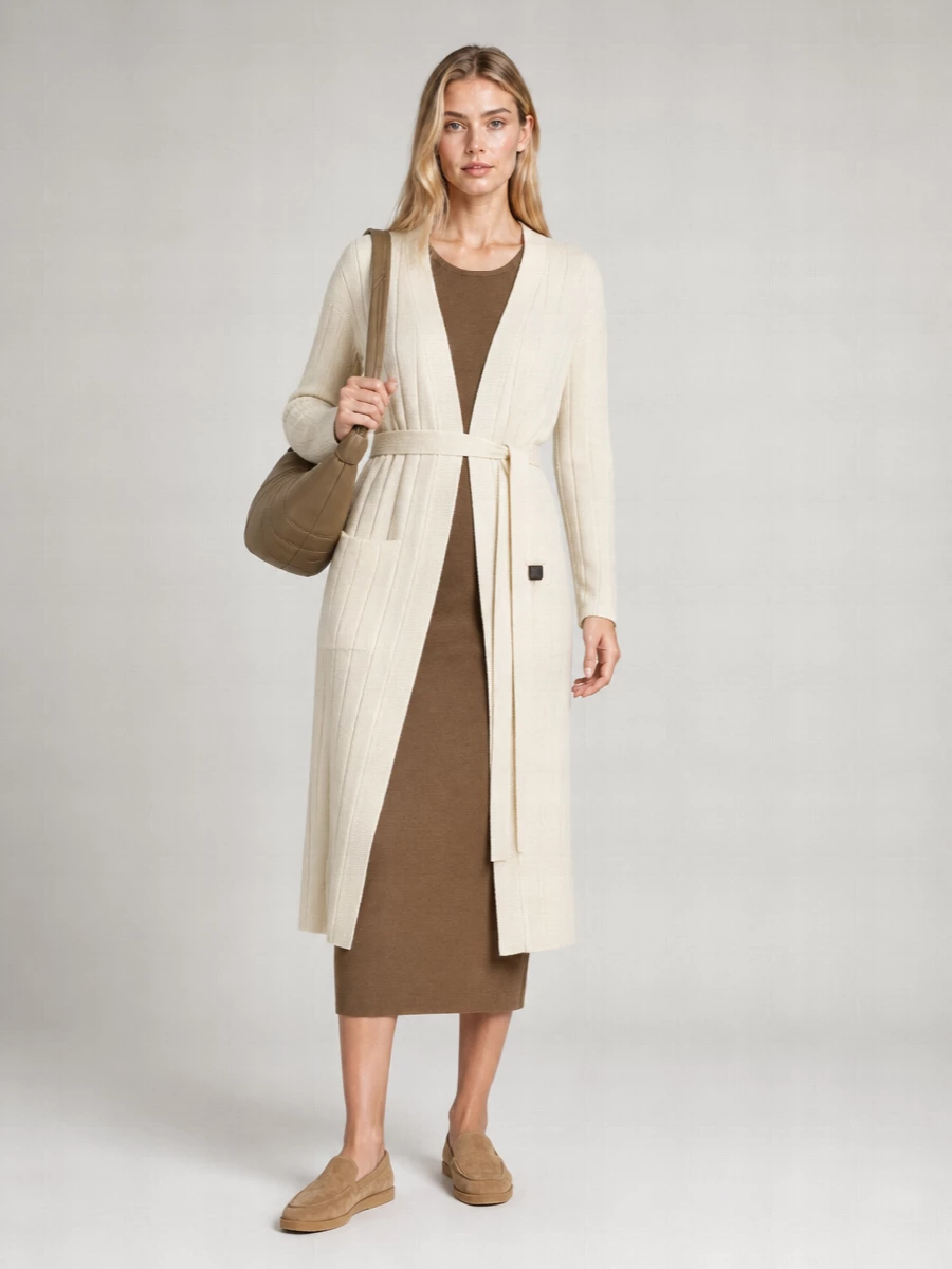 Max Mara Cashmere Ribbed Belted Cardigan