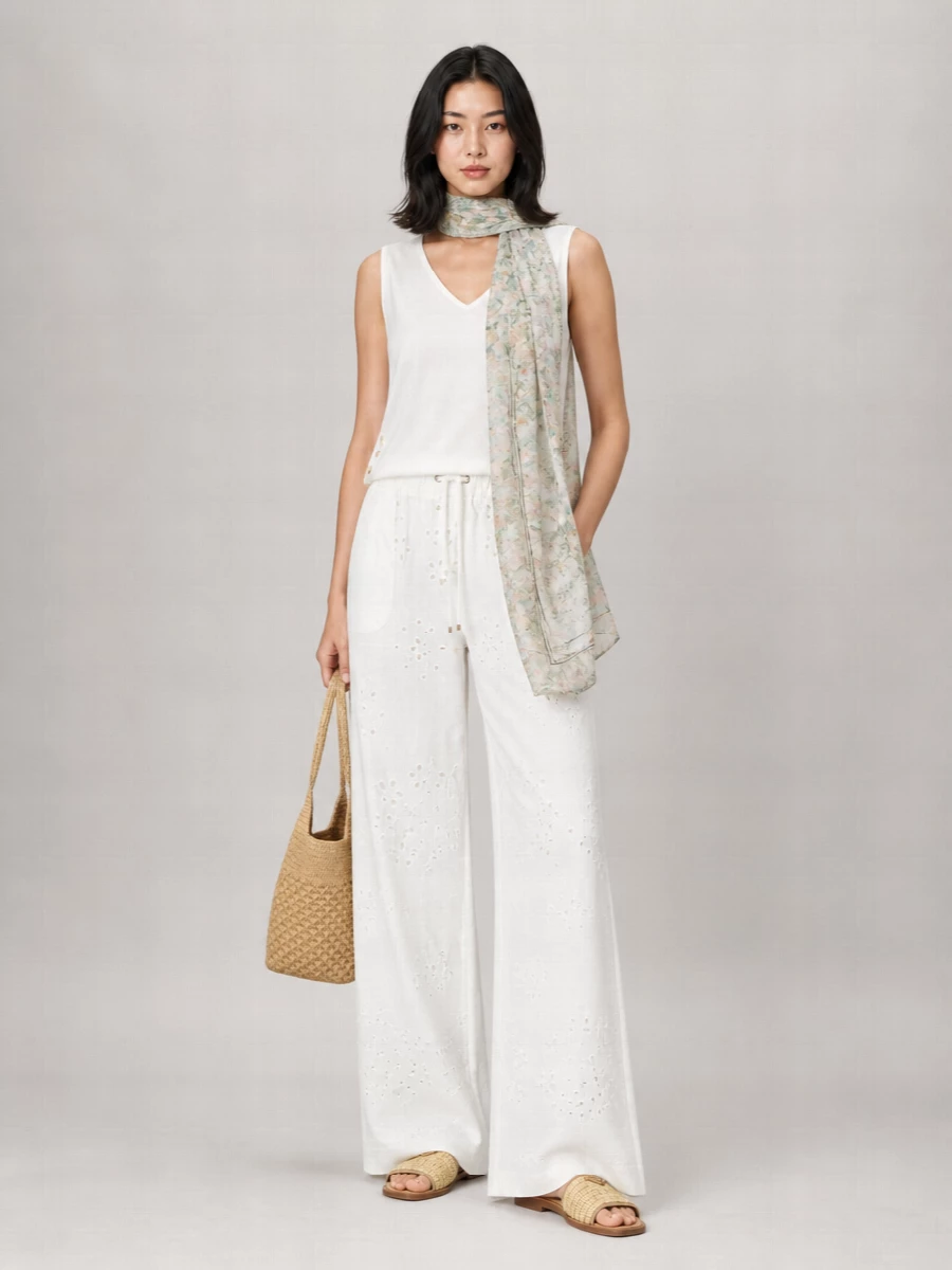 Herno Broderie Anglaise Wide-Leg Trousers