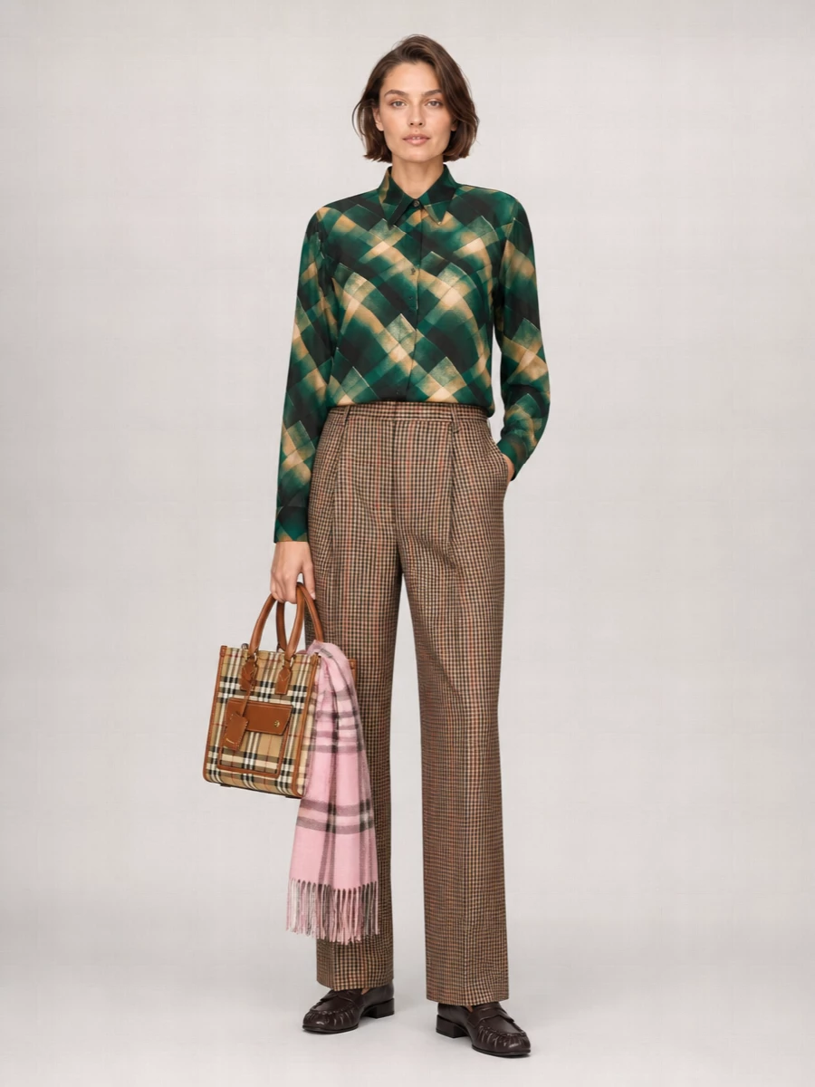 Dries Van Noten Checked Wide-Leg Trousers