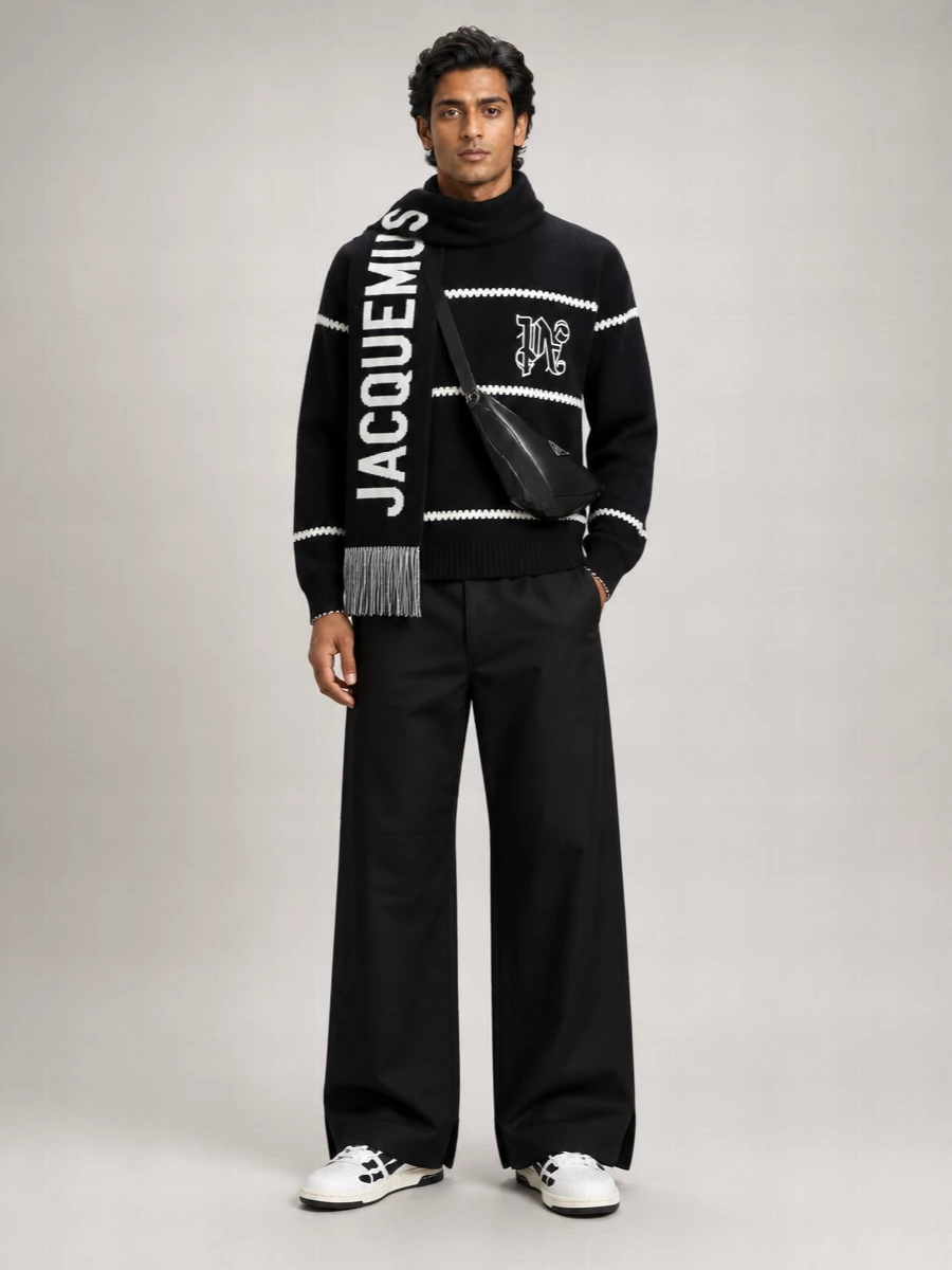 Palm Angels Striped Wool Knit Sweater