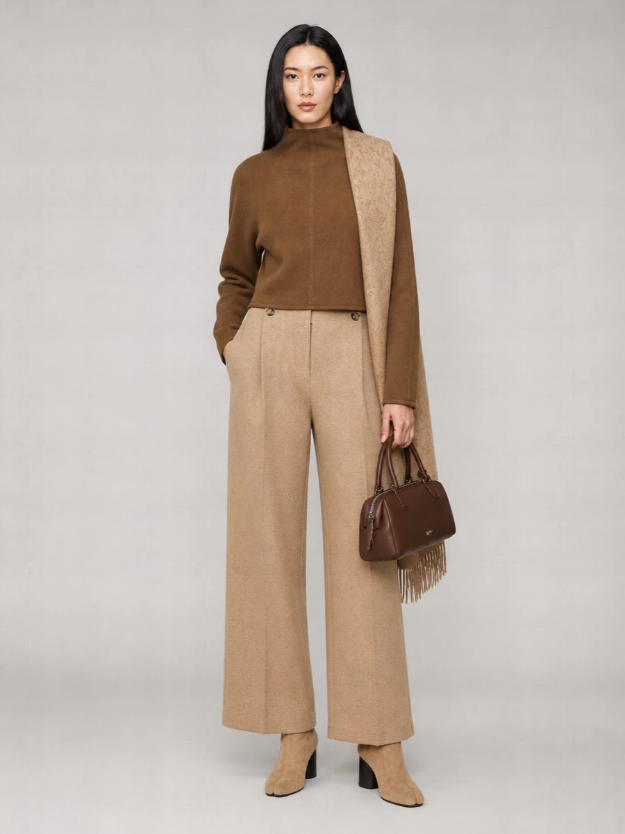 Max Mara Cashmere Wool High Neck Cropped Sweater