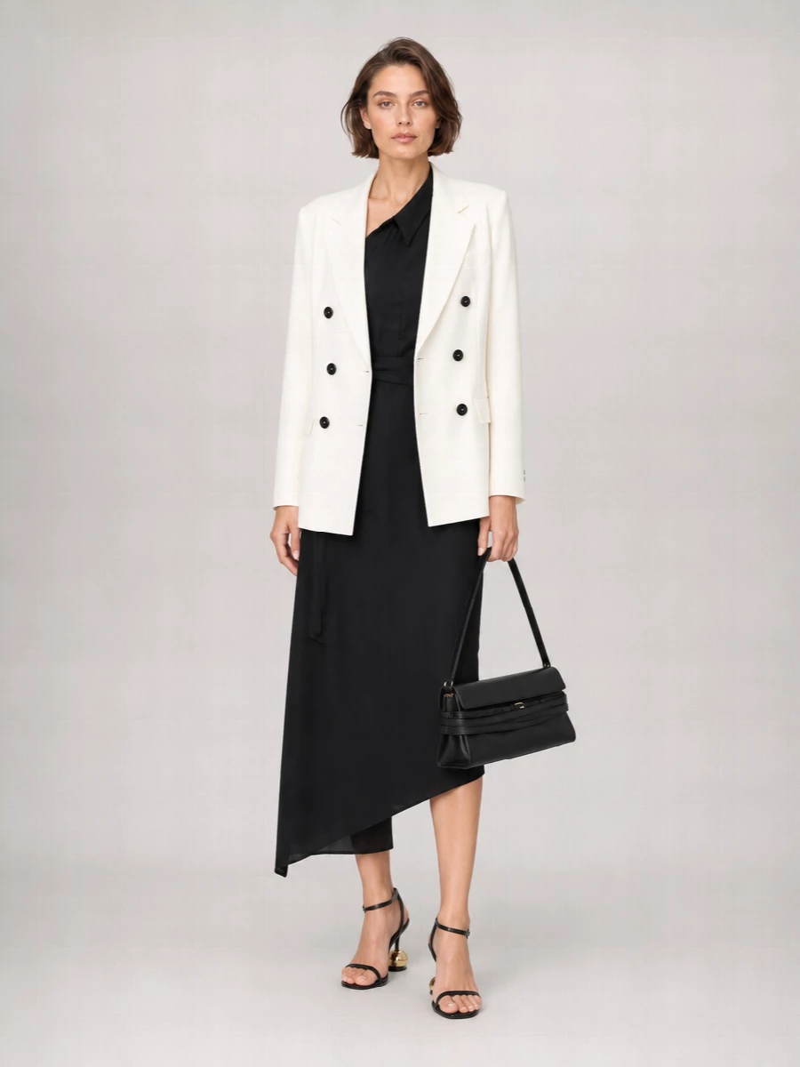 Moschino Double-Breasted Blazer With Buttoned Cuffs