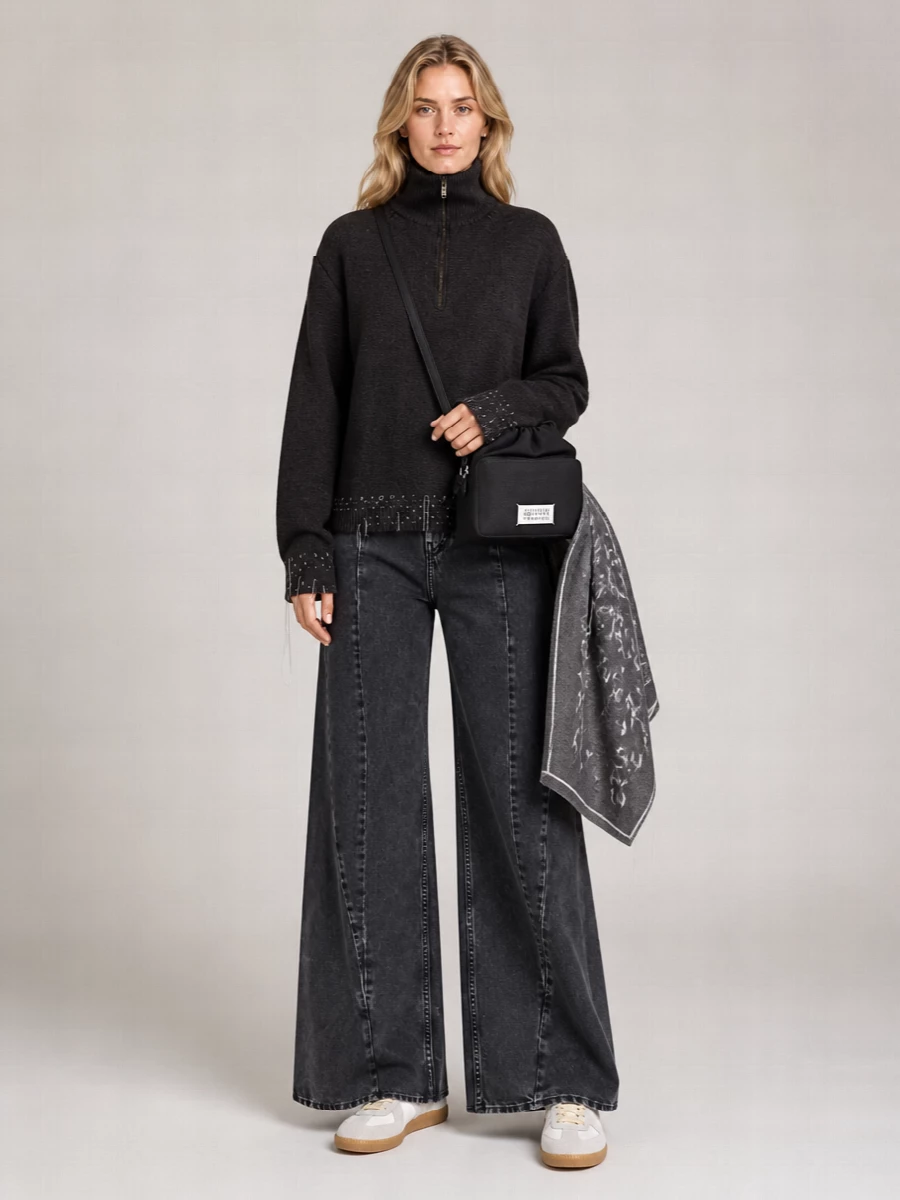Maison Margiela Wool Quarter Zip Sweatshirt