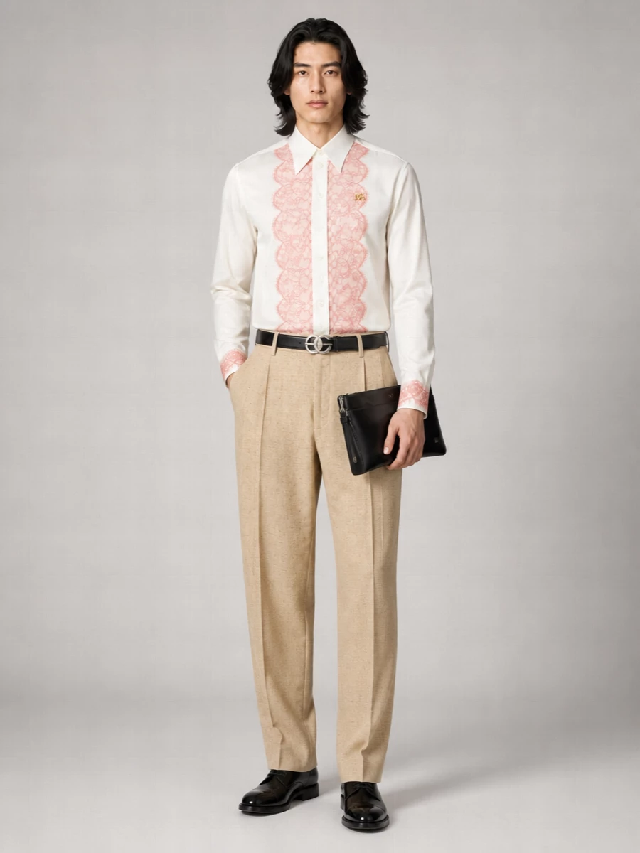 Dolce&Gabbana Poplin Shirt With Lace Detailing And Long Sleeves