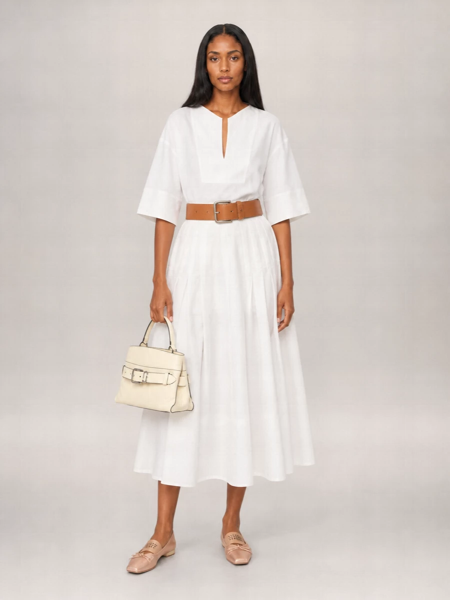 S Max Mara Cotton Pleated Maxi Skirt