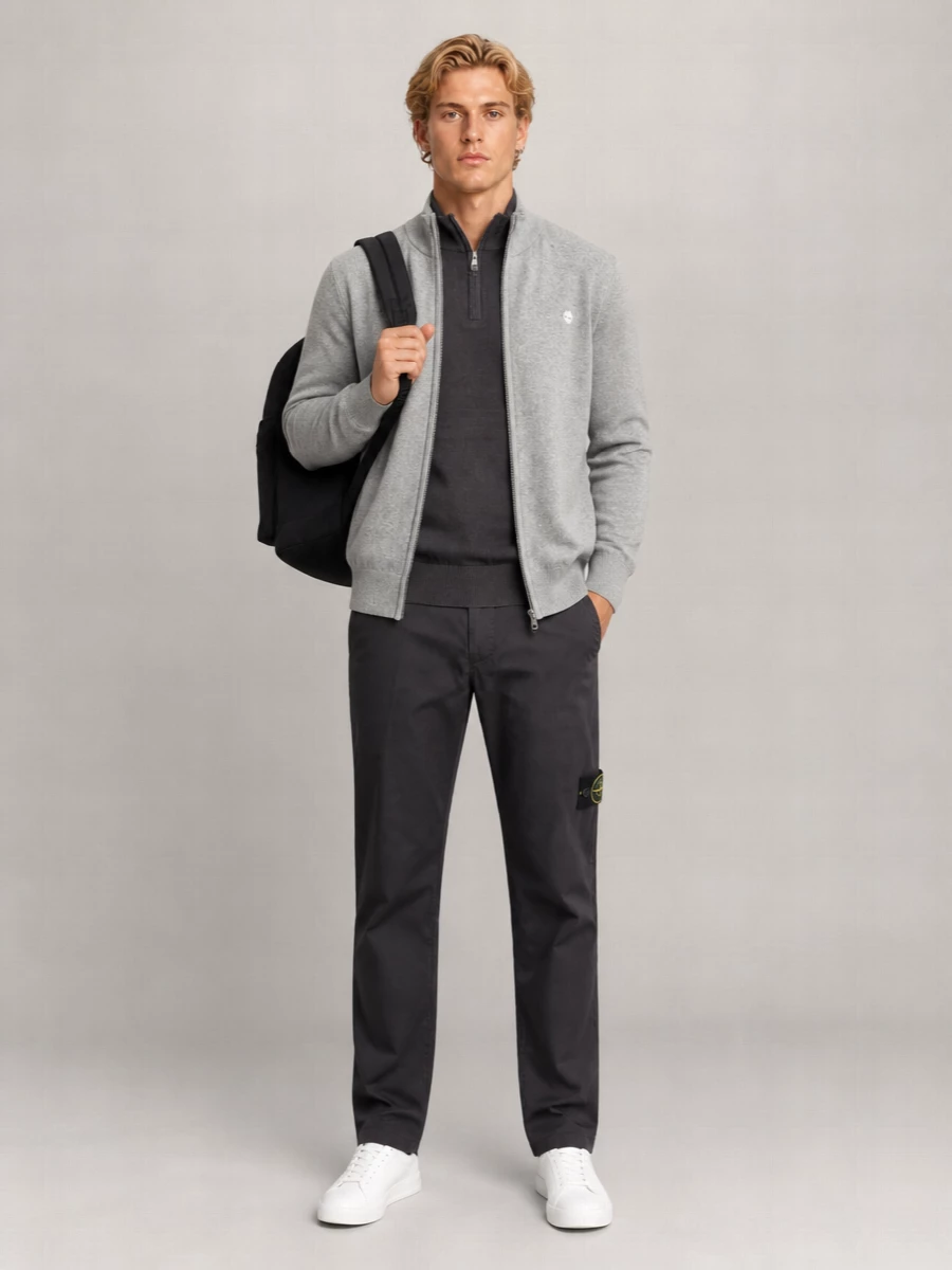Timberland Cotton Ribbed Full-Zip Cardigan