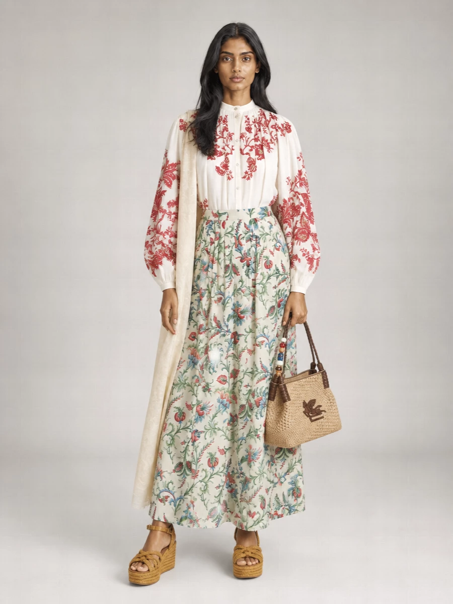 Etro Floral-Print Maxi Skirt