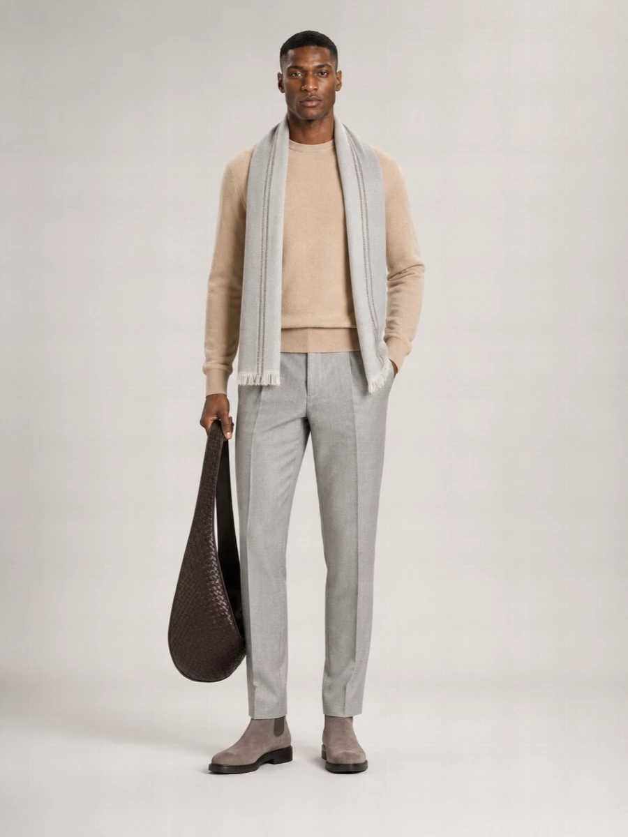 Brunello Cucinelli Cashmere Ribbed Crew Neck Regular Fit Jumper