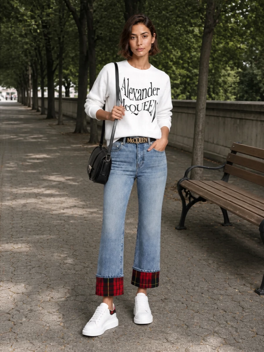 Alexander mcqueen sweatshirt tartan jeans sneakers