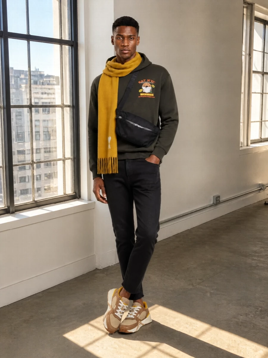 Emporio armani hoodie black jeans fendi sneakers