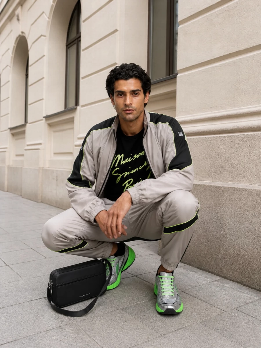 Givenchy neon track jacket outfit runners