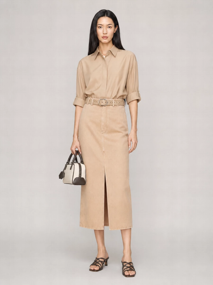 Brunello Cucinelli High-Rise Midi Skirt