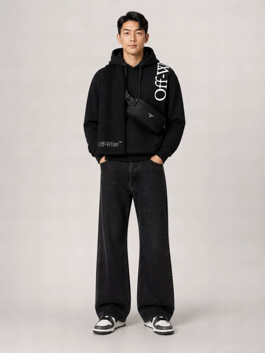Off-White Cotton Graphic Hoodie