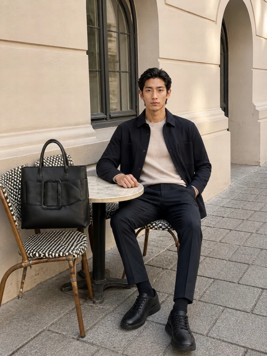 Herno navy shirt jacket pt torino trousers outfit